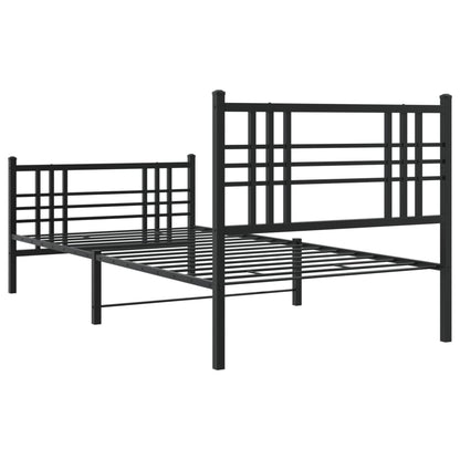 Estrutura de cama com cabeceira e pés 90x190 cm metal preto