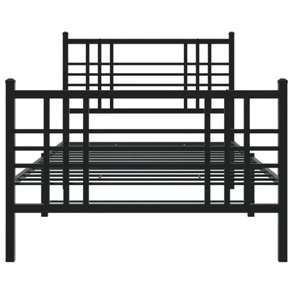 Estrutura de cama com cabeceira e pés 90x200 cm metal preto