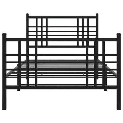 Estrutura de cama com cabeceira e pés 100x190 cm metal preto