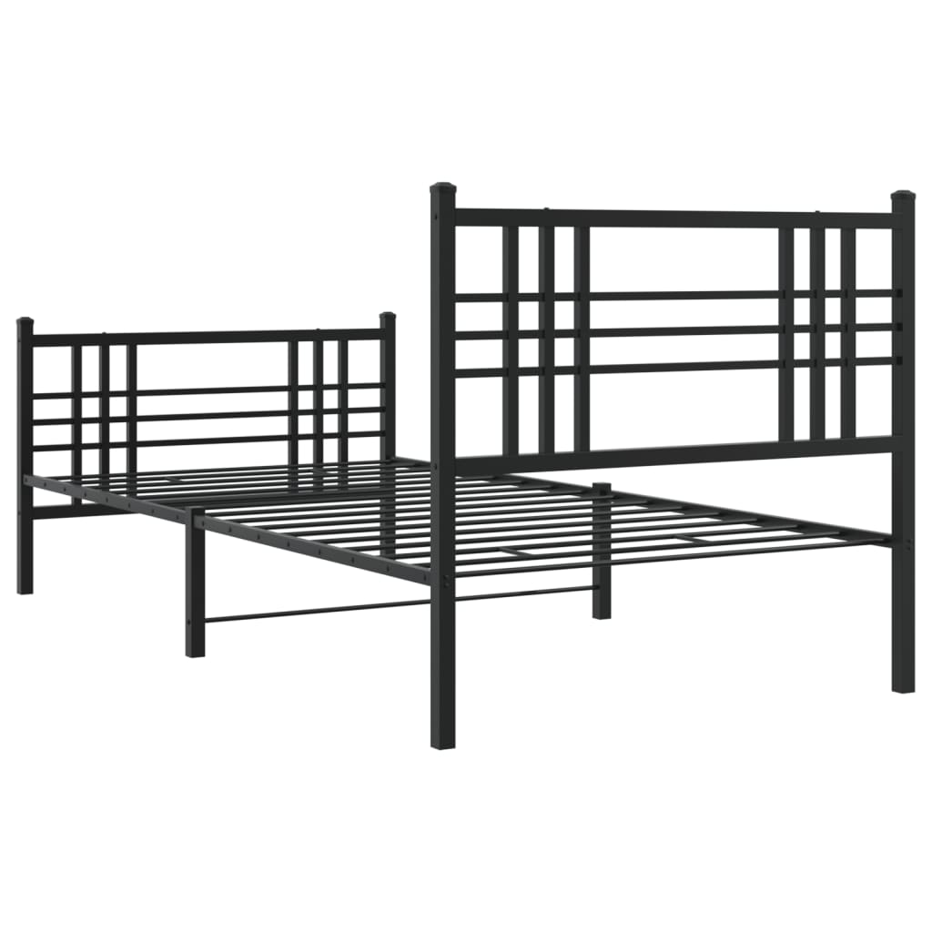 Estrutura de cama com cabeceira e pés 100x200 cm metal preto