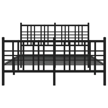 Estrutura de cama com cabeceira e pés 120x190 cm metal preto