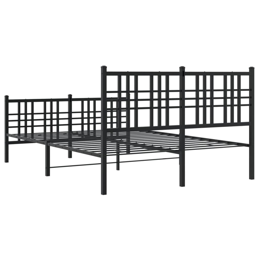 Estrutura de cama com cabeceira e pés 120x190 cm metal preto