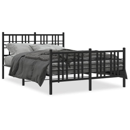 Estrutura de cama com cabeceira e pés 120x190 cm metal preto