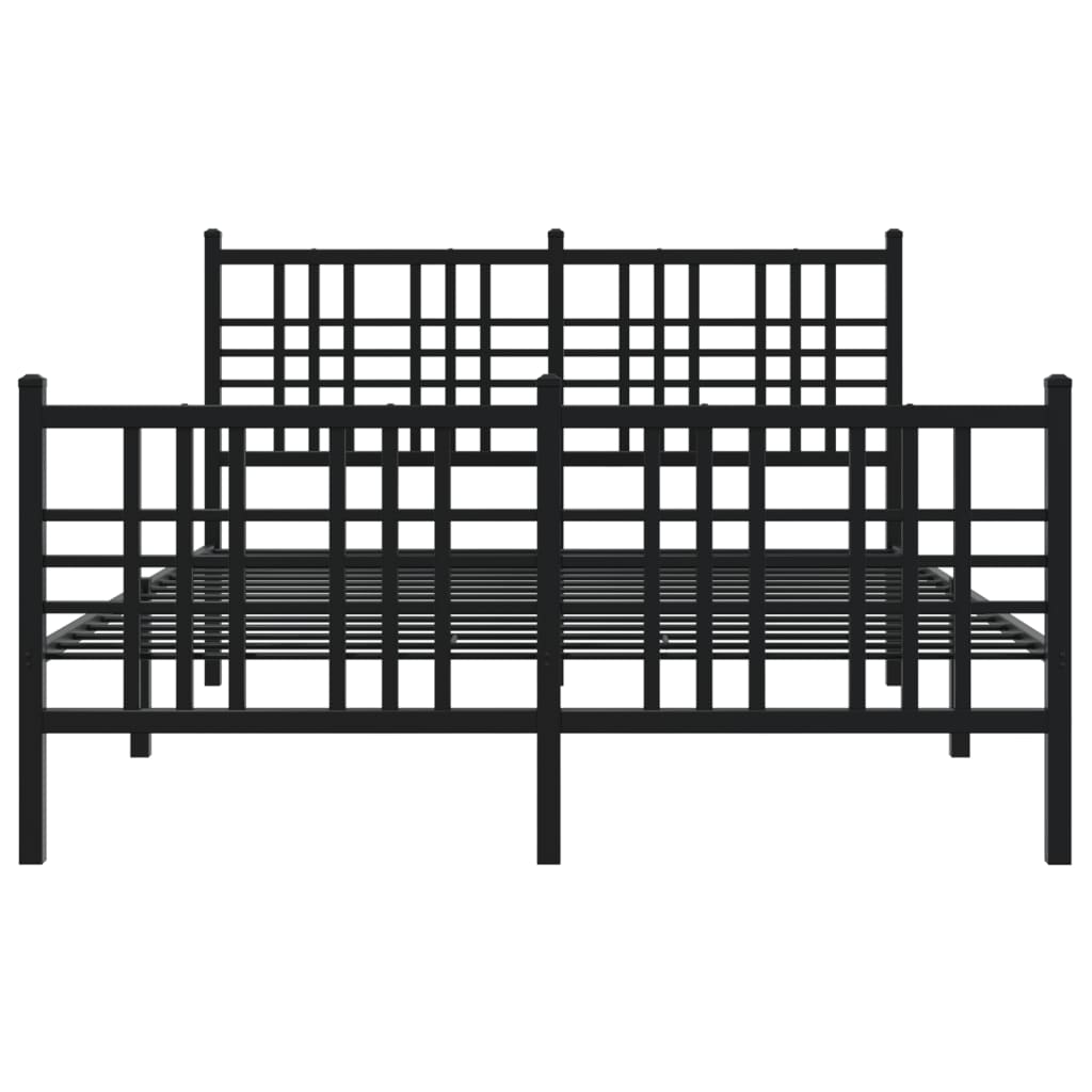 Estrutura de cama com cabeceira e pés 137x190 cm metal preto