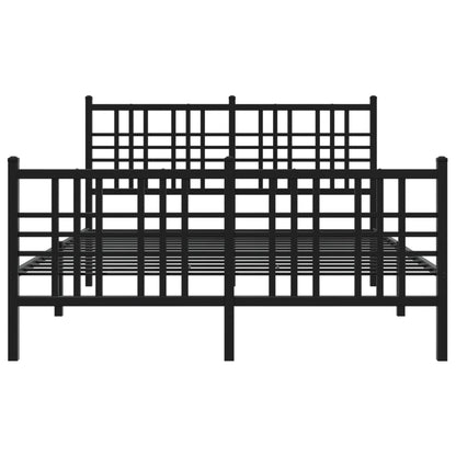 Estrutura de cama com cabeceira e pés 140x190 cm metal preto