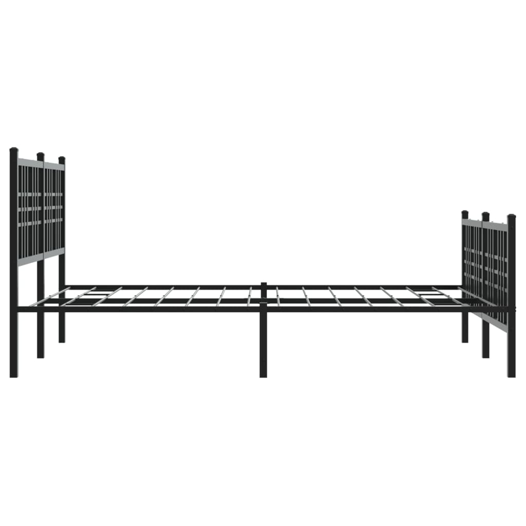 Estrutura de cama com cabeceira e pés 140x190 cm metal preto