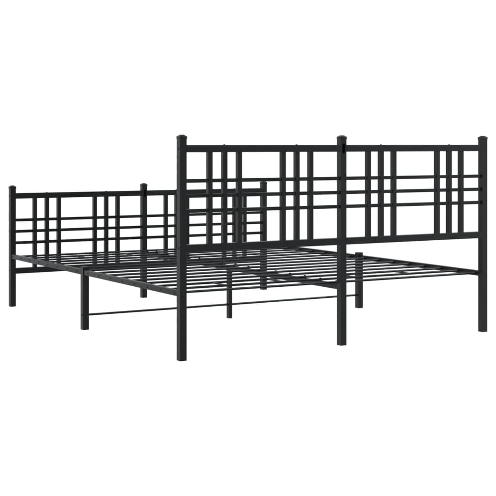 Estrutura de cama com cabeceira e pés 150x200 cm metal preto