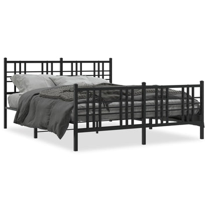 Estrutura de cama com cabeceira e pés 150x200 cm metal preto