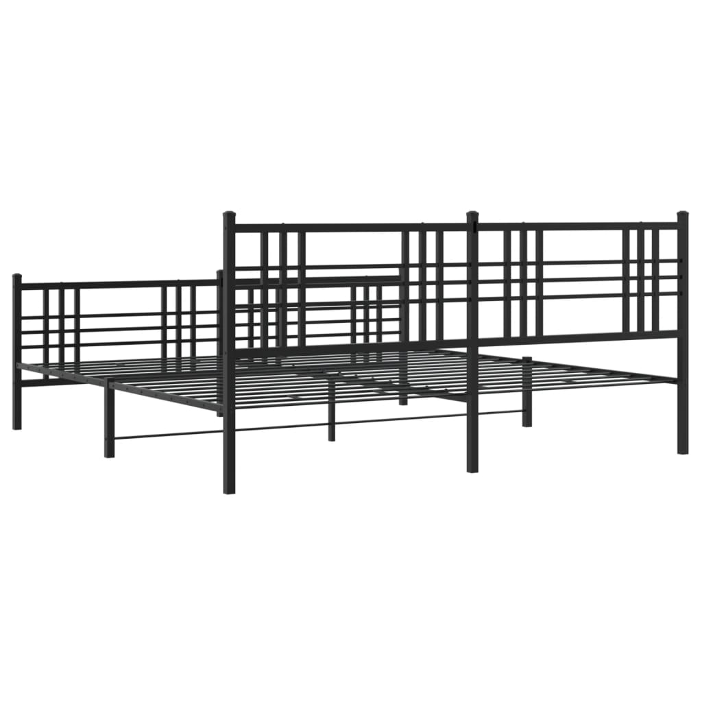 Estrutura de cama com cabeceira e pés 193x203 cm metal preto