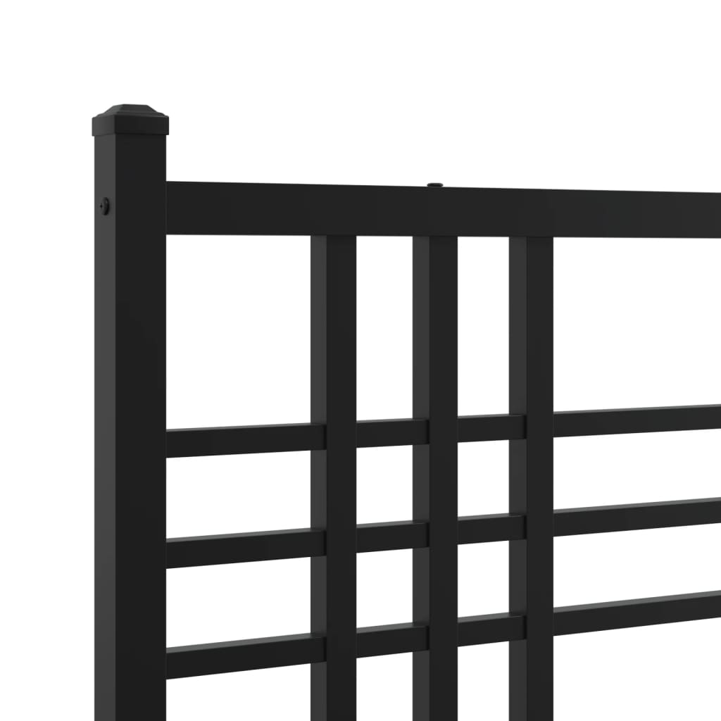 Estrutura de cama com cabeceira e pés 193x203 cm metal preto