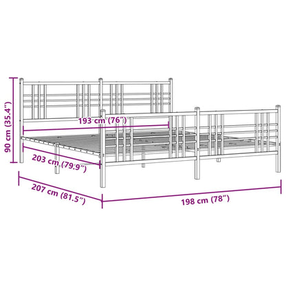 Estrutura de cama com cabeceira e pés 193x203 cm metal preto