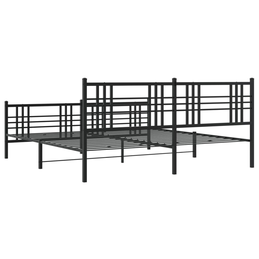 Estrutura de cama com cabeceira e pés 200x200 cm metal preto