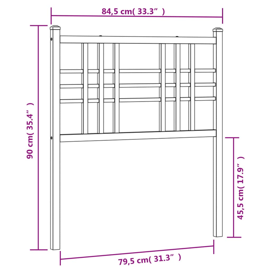 Cabeceira de cama 80 cm metal preto