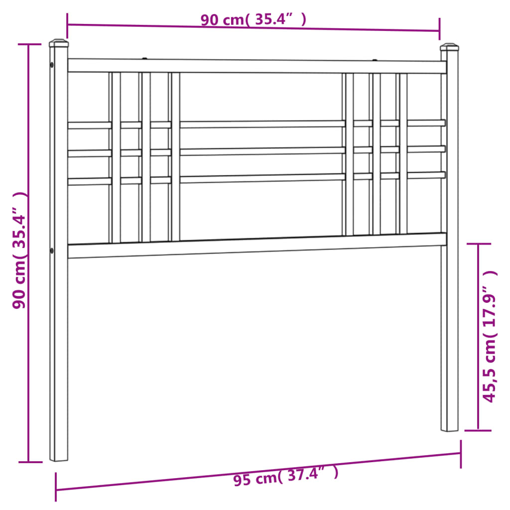 Cabeceira de cama 90 cm metal preto