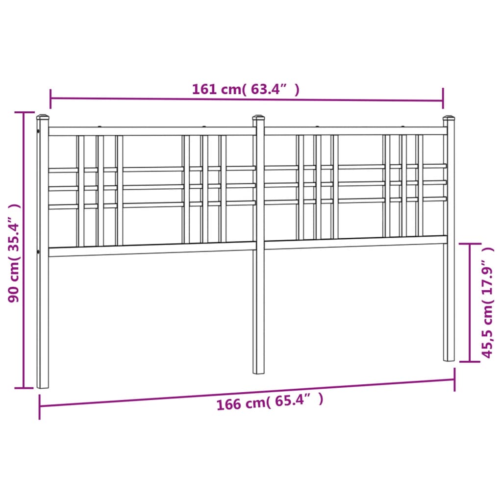 Cabeceira de cama 160 cm metal preto