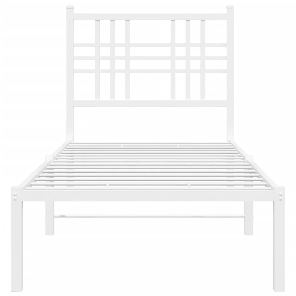 Estrutura de cama com cabeceira 75x190 cm metal branco