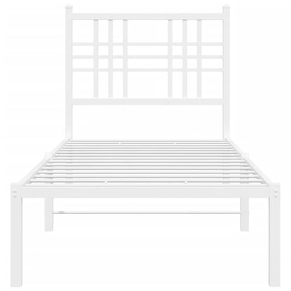 Estrutura de cama com cabeceira 75x190 cm metal branco