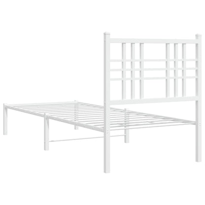 Estrutura de cama com cabeceira 75x190 cm metal branco