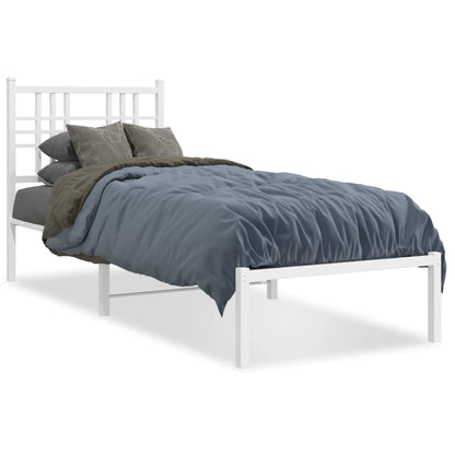 Estrutura de cama com cabeceira 75x190 cm metal branco