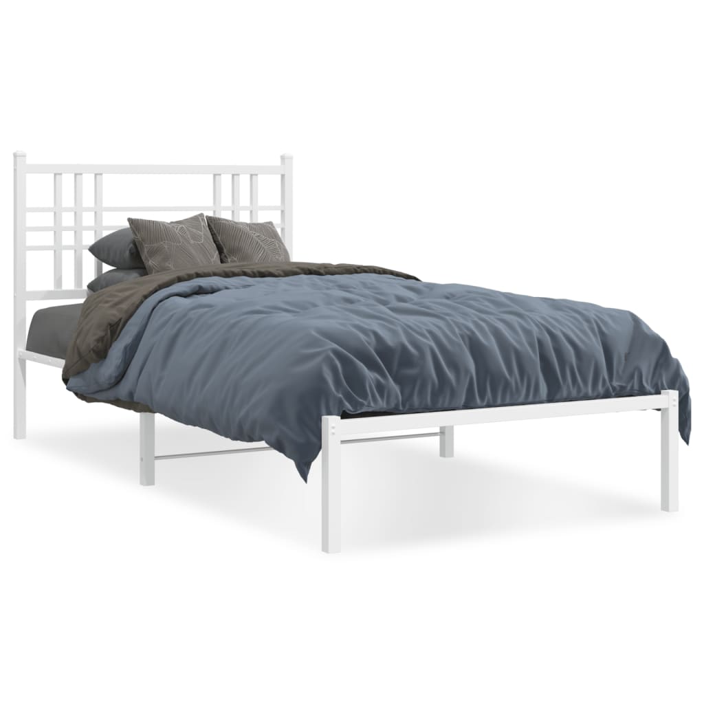 Estrutura de cama com cabeceira 90x190 cm metal branco