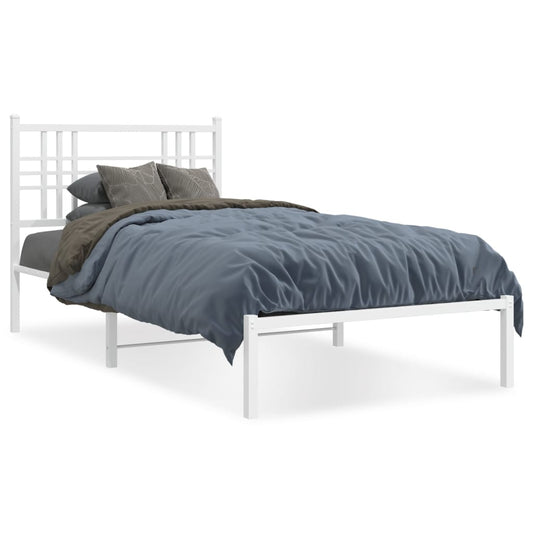 Estrutura de cama com cabeceira 90x200 cm metal branco