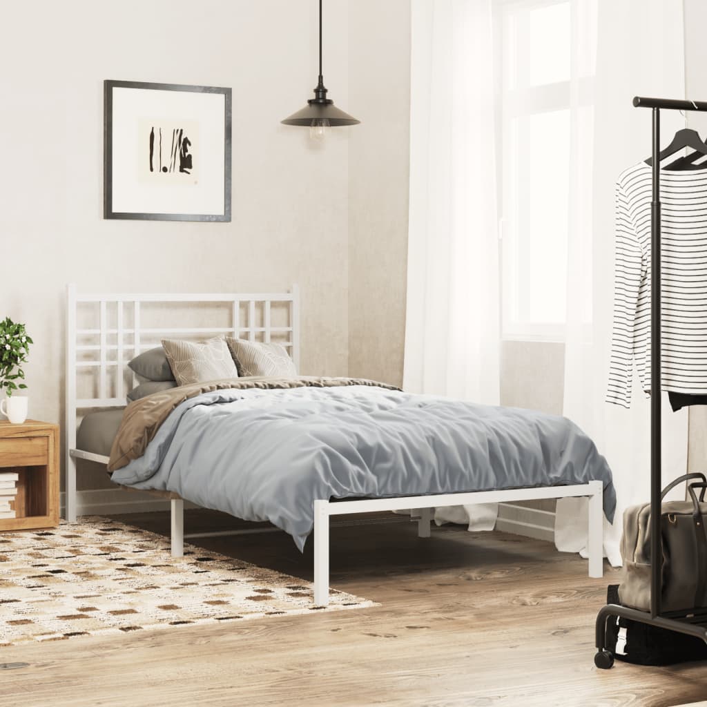 Estrutura de cama em metal com cabeceira 107x203 cm branco