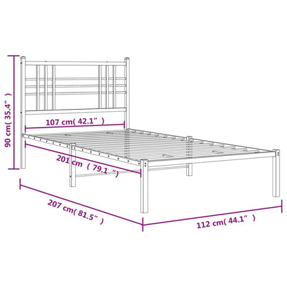 Estrutura de cama em metal com cabeceira 107x203 cm branco