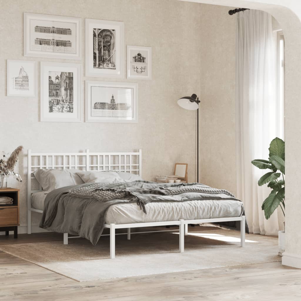 Estrutura de cama com cabeceira 120x190 cm metal branco