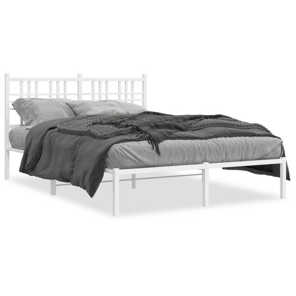 Estrutura de cama com cabeceira 120x190 cm metal branco