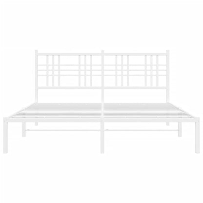 Estrutura de cama com cabeceira 150x200 cm metal branco