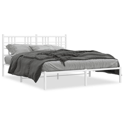 Estrutura de cama com cabeceira 150x200 cm metal branco