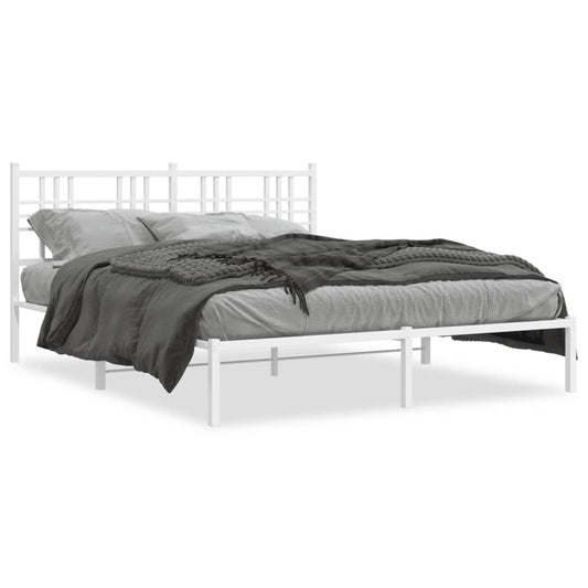 Estrutura de cama com cabeceira 160x200 cm metal branco