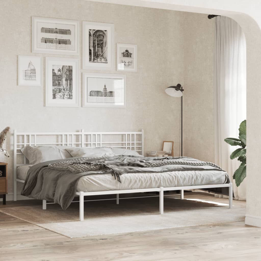 Estrutura de cama com cabeceira 183x213 cm metal branco