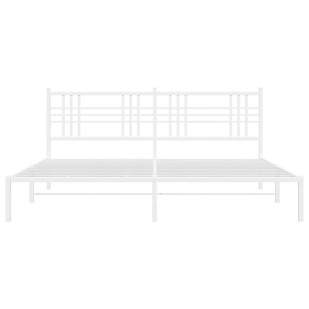 Estrutura de cama com cabeceira 193x203 cm metal branco