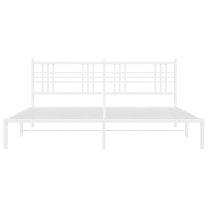 Estrutura de cama com cabeceira 193x203 cm metal branco