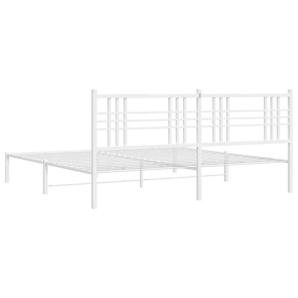 Estrutura de cama com cabeceira 193x203 cm metal branco