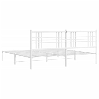 Estrutura de cama com cabeceira 193x203 cm metal branco