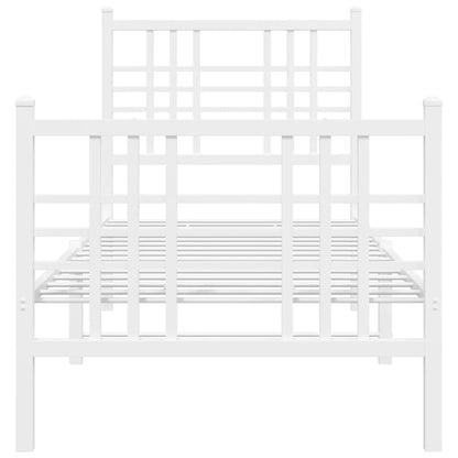 Estrutura de cama com cabeceira e pés 75x190 cm metal branco