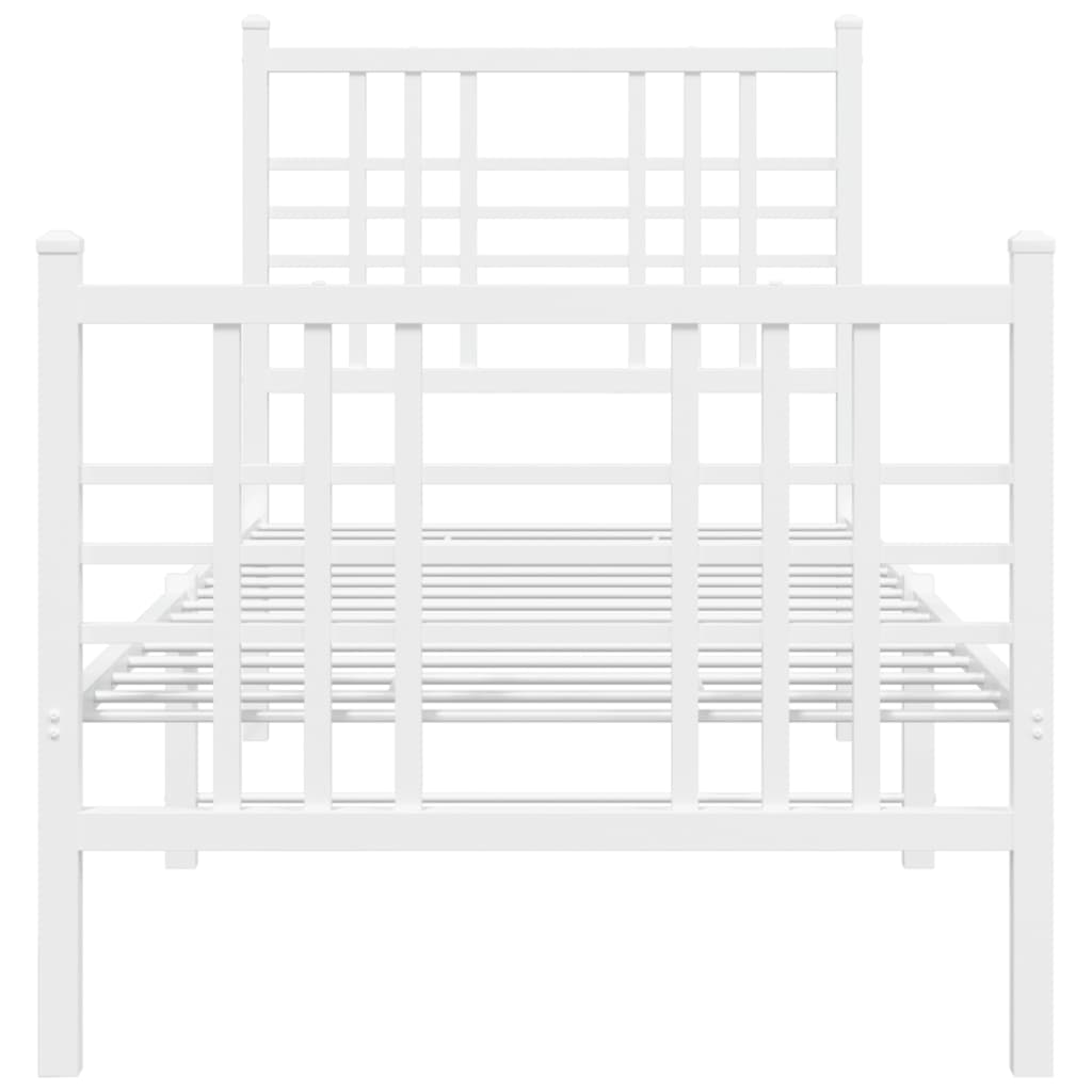 Estrutura de cama com cabeceira e pés 80x200 cm metal branco