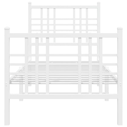 Estrutura de cama com cabeceira e pés 80x200 cm metal branco