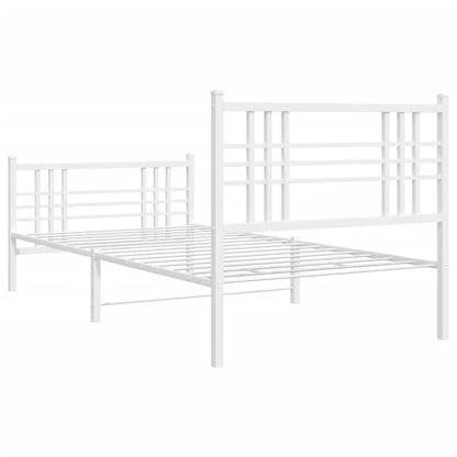 Estrutura de cama com cabeceira e pés 90x190 cm metal branco