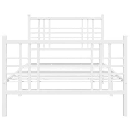 Estrutura de cama com cabeceira e pés 90x200 cm metal branco