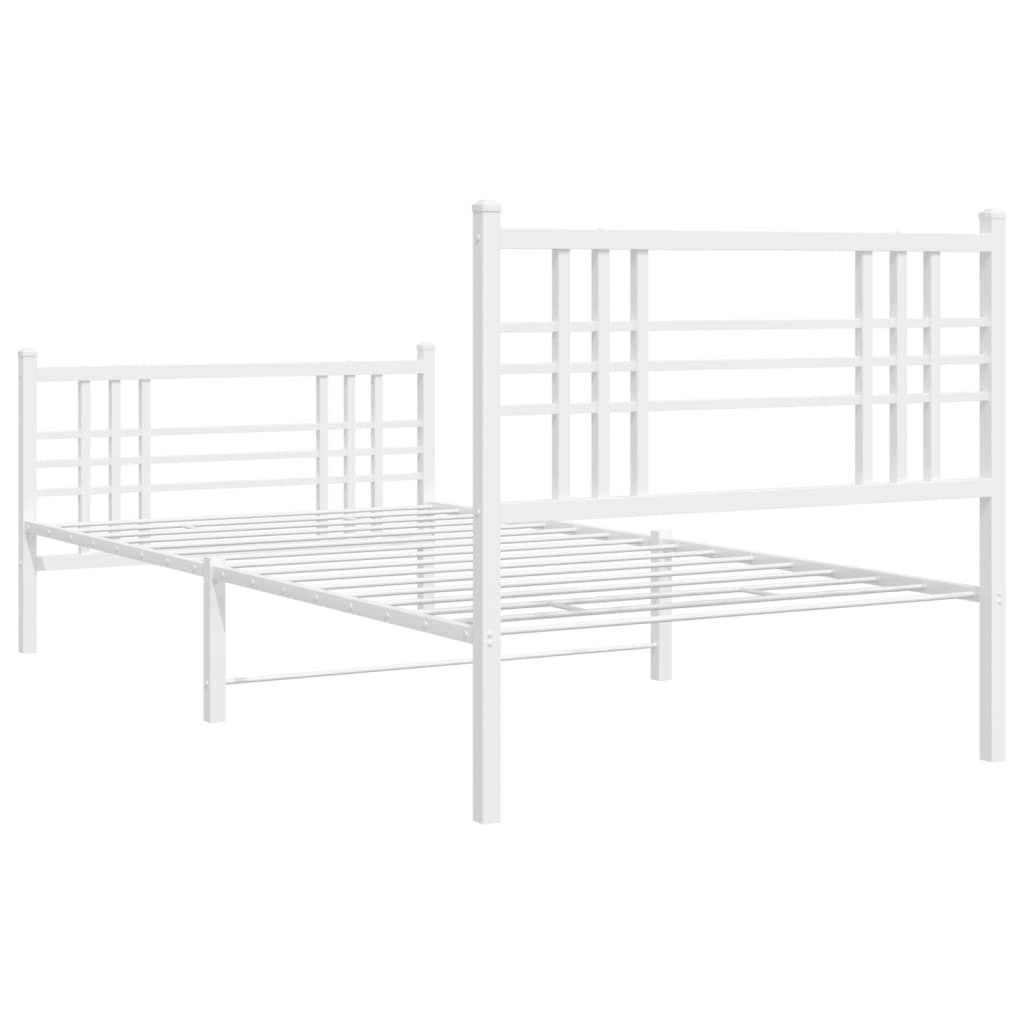 Estrutura de cama com cabeceira e pés 90x200 cm metal branco