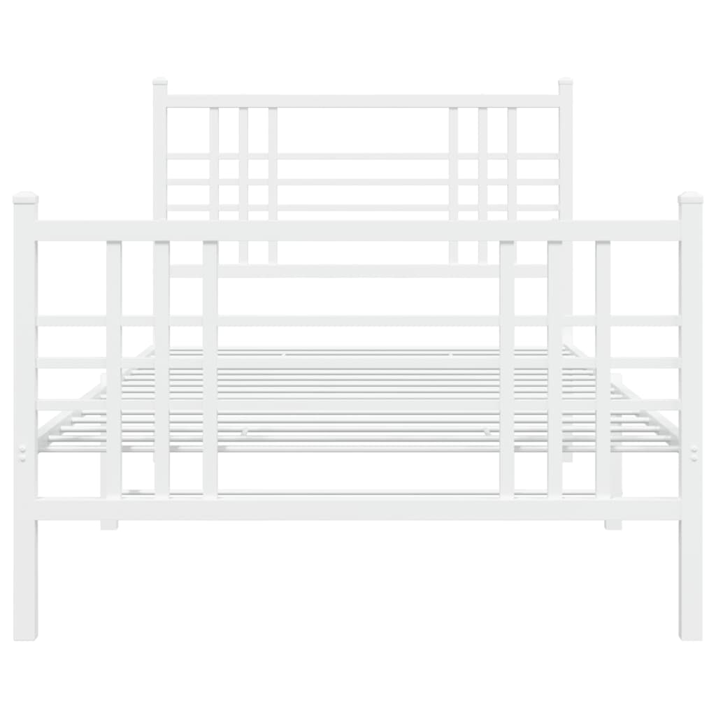 Estrutura de cama com cabeceira e pés 100x190 cm metal branco