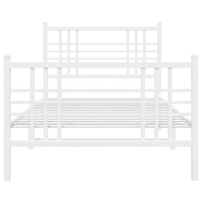 Estrutura de cama com cabeceira e pés 100x190 cm metal branco