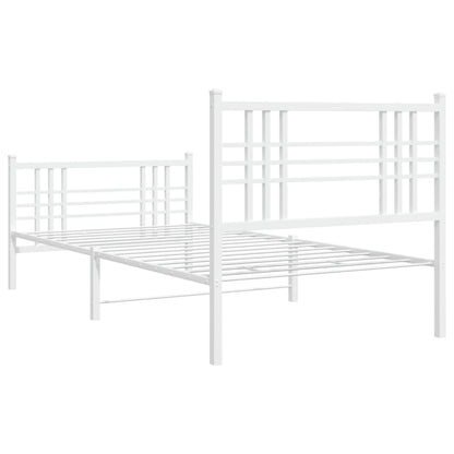 Estrutura de cama com cabeceira e pés 100x190 cm metal branco