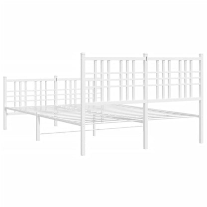 Estrutura de cama com cabeceira e pés 120x190 cm metal branco