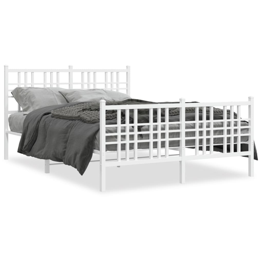 Estrutura de cama com cabeceira e pés 120x190 cm metal branco