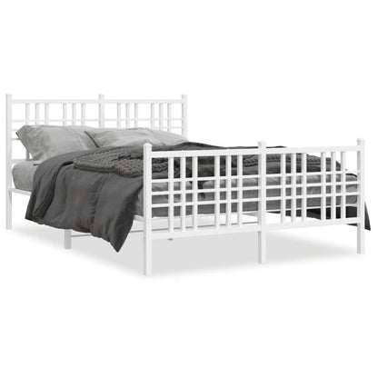 Estrutura de cama com cabeceira e pés 120x200 cm metal branco