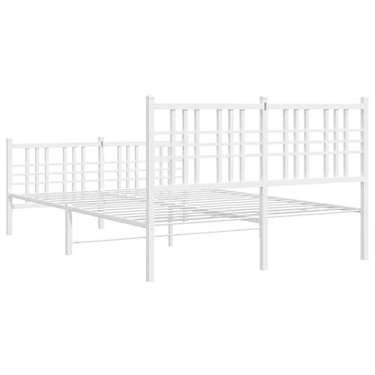 Estrutura de cama com cabeceira e pés 137x190 cm metal branco